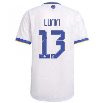 Damen Fußball Andriy Lunin #13 Weiß Heimtrikot Trikot 2021/22 T-Shirt