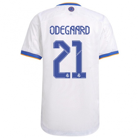 Damen Fußball Martin Odegaard #21 Weiß Heimtrikot Trikot 2021/22 T-Shirt