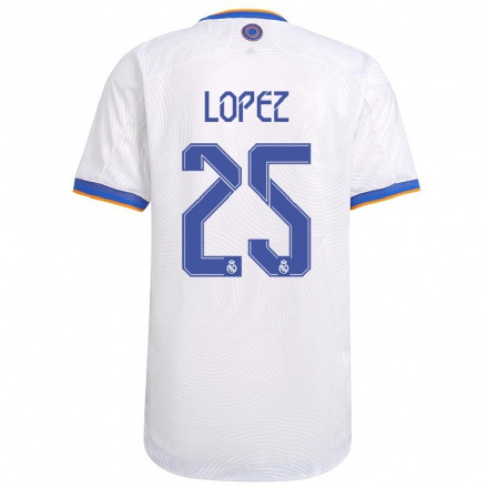 Damen Fußball Luis Lopez #25 Weiß Heimtrikot Trikot 2021/22 T-Shirt