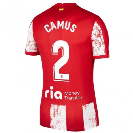Damen Fußball Sergio Camus #2 Rot-Weib Heimtrikot Trikot 2021/22 T-Shirt