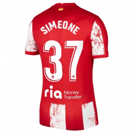 Damen Fußball Giuliano Simeone #37 Rot-Weib Heimtrikot Trikot 2021/22 T-Shirt