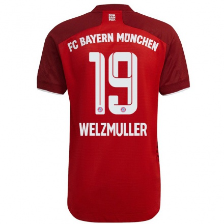 Damen Fußball Maximilian Welzmuller #19 Dunkelrot Heimtrikot Trikot 2021/22 T-Shirt