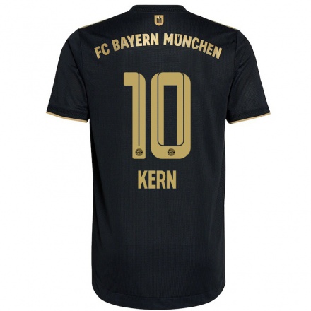 Damen Fußball Timo Kern #10 Schwarz Auswärtstrikot Trikot 2021/22 T-Shirt