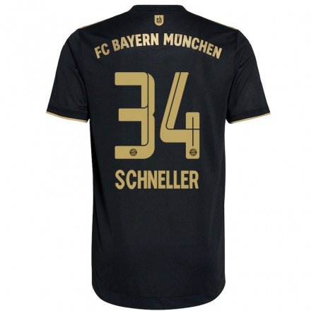 Damen Fußball Lukas Schneller #34 Schwarz Auswärtstrikot Trikot 2021/22 T-Shirt