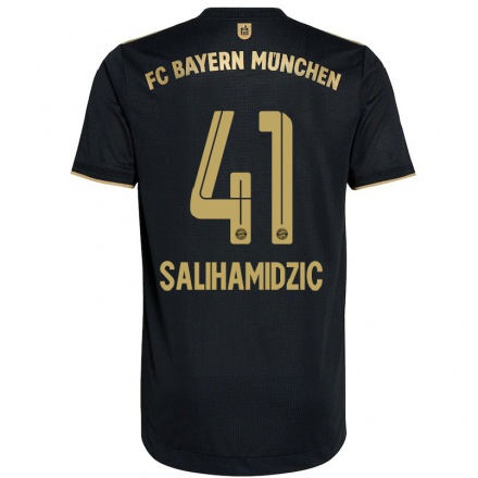 Damen Fußball Nick Salihamidzic #41 Schwarz Auswärtstrikot Trikot 2021/22 T-Shirt