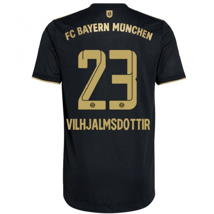 Damen Fußball Karolina Lea Vilhjalmsdottir #23 Schwarz Auswärtstrikot Trikot 2021/22 T-Shirt