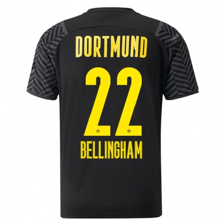 Damen Fußball Jude Bellingham #22 Grad Schwarz Auswärtstrikot Trikot 2021/22 T-Shirt
