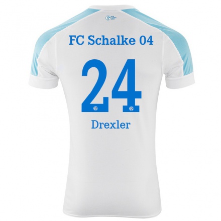 Damen Fußball Dominick Drexler #24 Weiß Blau Auswärtstrikot Trikot 2021/22 T-shirt