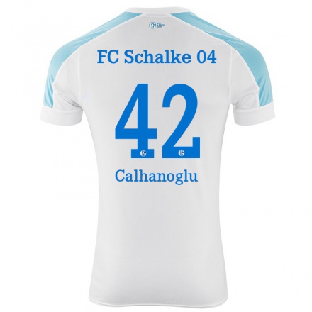 Damen Fußball Kerim Calhanoglu #42 Weiß Blau Auswärtstrikot Trikot 2021/22 T-shirt