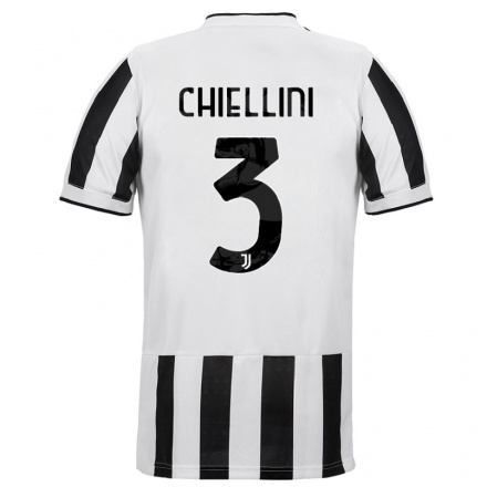 Damen Fußball Giorgio Chiellini #3 Weiß Schwarz Heimtrikot Trikot 2021/22 T-shirt