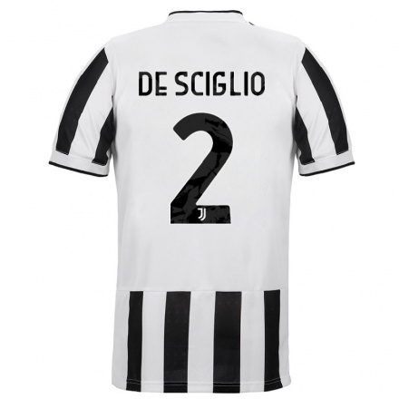 Damen Fußball Mattia De Sciglio #2 Weiß Schwarz Heimtrikot Trikot 2021/22 T-shirt