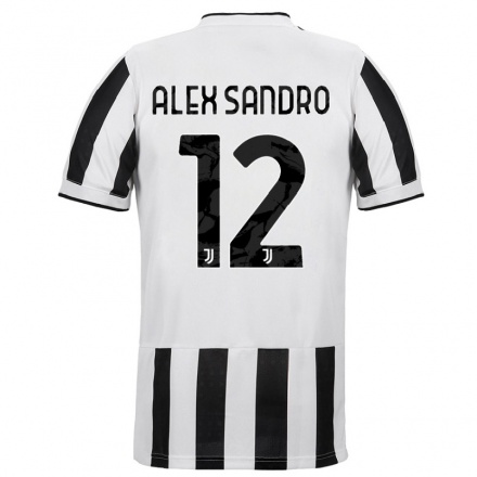 Damen Fußball Alex Sandro #12 Weiß Schwarz Heimtrikot Trikot 2021/22 T-Shirt