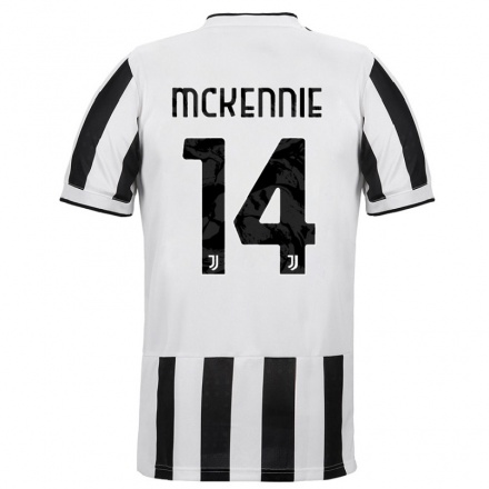 Damen Fußball Weston McKennie #14 Weiß Schwarz Heimtrikot Trikot 2021/22 T-Shirt