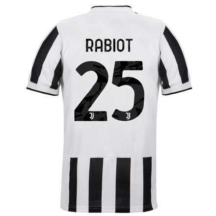 Damen Fußball Adrien Rabiot #25 Weiß Schwarz Heimtrikot Trikot 2021/22 T-Shirt