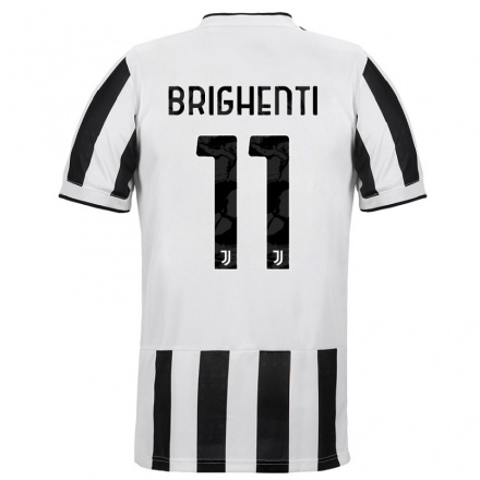 Damen Fußball Andrea Brighenti #11 Weiß Schwarz Heimtrikot Trikot 2021/22 T-Shirt