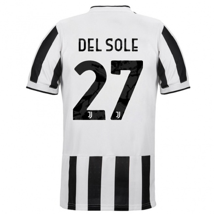 Damen Fußball Ferdinando Del Sole #27 Weiß Schwarz Heimtrikot Trikot 2021/22 T-Shirt