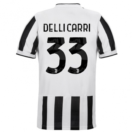 Damen Fußball Filippo Delli Carri #33 Weiß Schwarz Heimtrikot Trikot 2021/22 T-Shirt