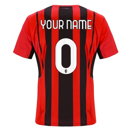 Damen Fußball Dein Name #0 Rot Schwarz Heimtrikot Trikot 2021/22 T-shirt