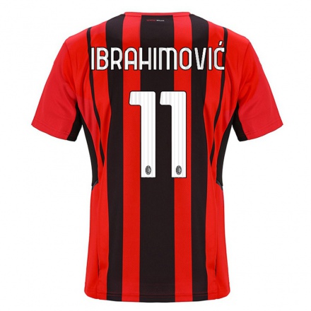 Damen Fußball Zlatan Ibrahimovic #11 Rot Schwarz Heimtrikot Trikot 2021/22 T-Shirt