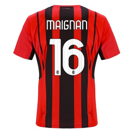 Damen Fußball Mike Maignan #16 Rot Schwarz Heimtrikot Trikot 2021/22 T-shirt