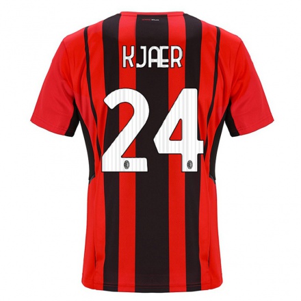 Damen Fußball Simon Kjaer #24 Rot Schwarz Heimtrikot Trikot 2021/22 T-Shirt