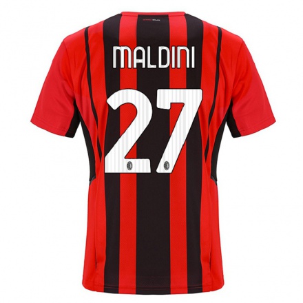 Damen Fußball Daniel Maldini #27 Rot Schwarz Heimtrikot Trikot 2021/22 T-Shirt