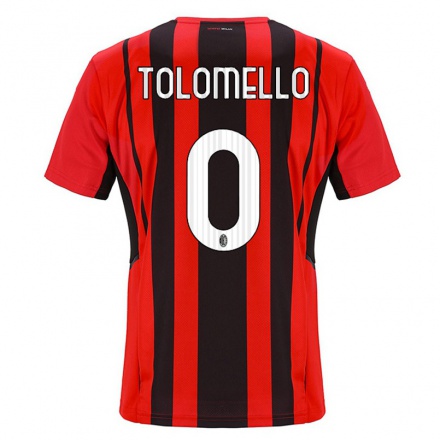 Damen Fußball Filippo Tolomello #0 Rot Schwarz Heimtrikot Trikot 2021/22 T-Shirt