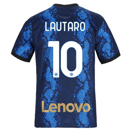 Damen Fußball Lautaro Martinez #10 Dunkelblau Heimtrikot Trikot 2021/22 T-Shirt