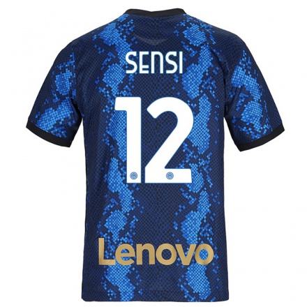 Damen Fußball Stefano Sensi #12 Dunkelblau Heimtrikot Trikot 2021/22 T-Shirt