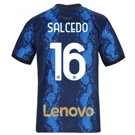 Damen Fußball Eddie Salcedo #16 Dunkelblau Heimtrikot Trikot 2021/22 T-Shirt