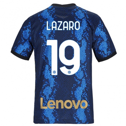 Damen Fußball Valentino Lazaro #19 Dunkelblau Heimtrikot Trikot 2021/22 T-Shirt