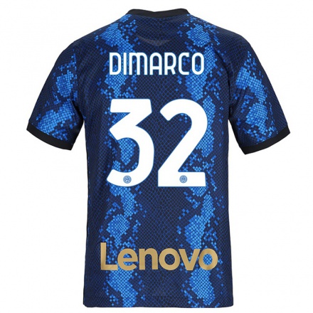 Damen Fußball Federico Dimarco #32 Dunkelblau Heimtrikot Trikot 2021/22 T-Shirt