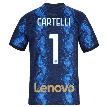 Damen Fußball Carlotta Cartelli #1 Dunkelblau Heimtrikot Trikot 2021/22 T-Shirt