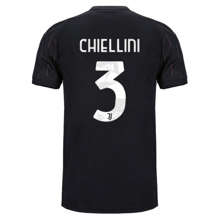 Damen Fußball Giorgio Chiellini #3 Schwarz Auswärtstrikot Trikot 2021/22 T-Shirt