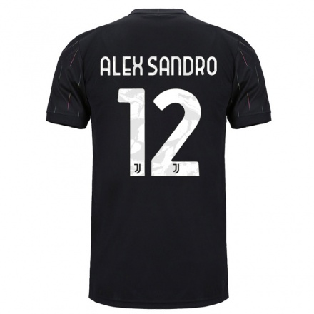 Damen Fußball Alex Sandro #12 Schwarz Auswärtstrikot Trikot 2021/22 T-Shirt