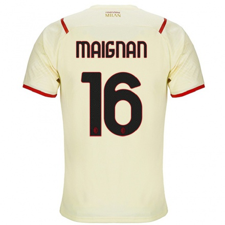 Damen Fußball Mike Maignan #16 Sekt Auswärtstrikot Trikot 2021/22 T-Shirt