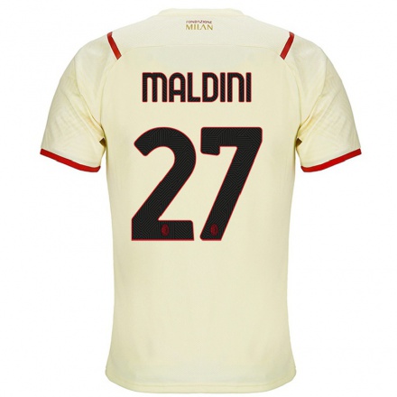 Damen Fußball Daniel Maldini #27 Sekt Auswärtstrikot Trikot 2021/22 T-Shirt