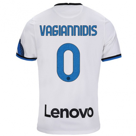 Damen Fußball Georgios Vagiannidis #0 Weiß Blau Auswärtstrikot Trikot 2021/22 T-Shirt