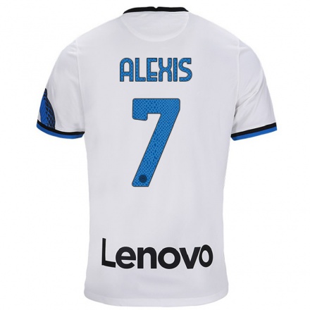 Damen Fußball Alexis Sanchez #7 Weiß Blau Auswärtstrikot Trikot 2021/22 T-Shirt
