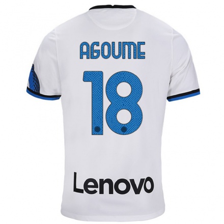 Damen Fußball Lucien Agoume #18 Weiß Blau Auswärtstrikot Trikot 2021/22 T-Shirt