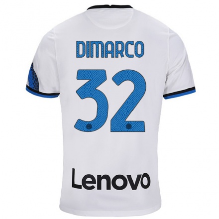 Damen Fußball Federico Dimarco #32 Weiß Blau Auswärtstrikot Trikot 2021/22 T-Shirt