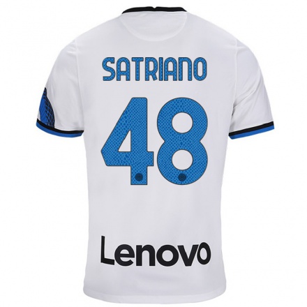 Damen Fußball Martin Satriano #48 Weiß Blau Auswärtstrikot Trikot 2021/22 T-Shirt