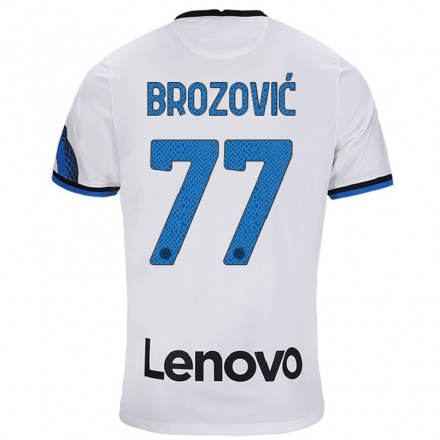 Damen Fußball Marcelo Brozovic #77 Weiß Blau Auswärtstrikot Trikot 2021/22 T-Shirt