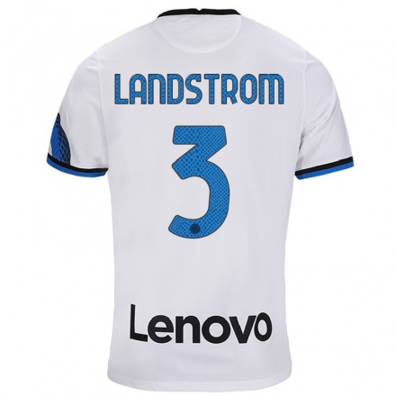 Damen Fußball Elin Landstrom #3 Weiß Blau Auswärtstrikot Trikot 2021/22 T-Shirt