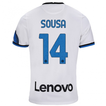 Damen Fußball Kathellen Sousa #14 Weiß Blau Auswärtstrikot Trikot 2021/22 T-Shirt
