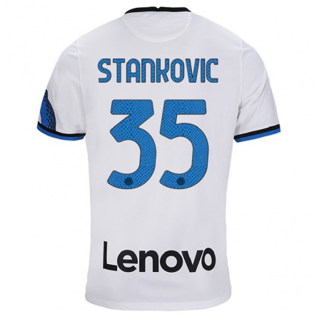 Damen Fußball Filip Stankovic #35 Weiß Blau Auswärtstrikot Trikot 2021/22 T-Shirt