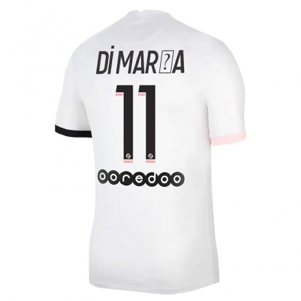 Damen Fußball Angel Di Maria #11 Weiß Rosa Auswärtstrikot Trikot 2021/22 T-Shirt