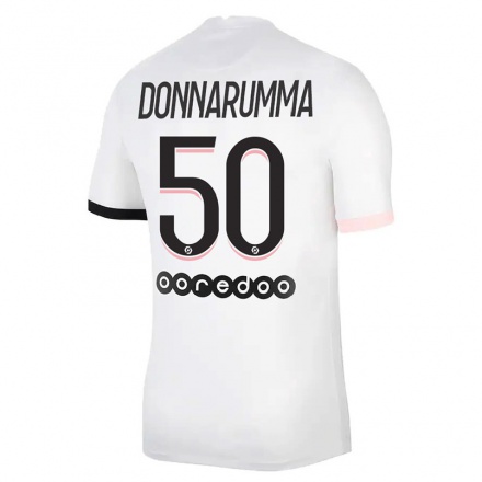 Damen Fußball Gianluigi Donnarumma #50 Weiß Rosa Auswärtstrikot Trikot 2021/22 T-Shirt