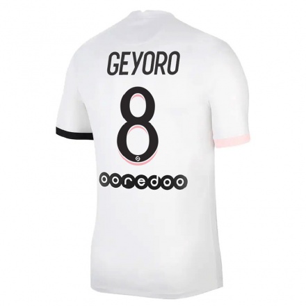Damen Fußball Grace Geyoro #8 Weiß Rosa Auswärtstrikot Trikot 2021/22 T-Shirt