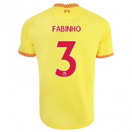 Damen Fußball Fabinho #3 Gelb Ausweichtrikot Trikot 2021/22 T-Shirt